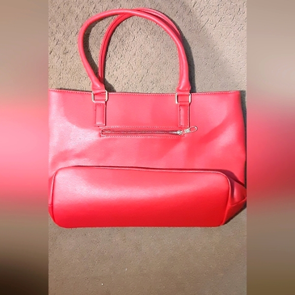 Large red gold studded purse with front button pocket back zip pocket - Picture 2 of 2